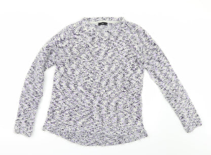 Front view of M&Co women’s purple jumper, size UK 12