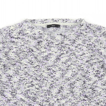 Close-up detail of M&Co women’s purple jumper, size UK 12