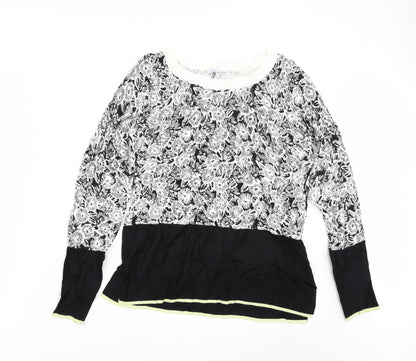 Additional front view of Next women’s black floral jumper, size UK 6