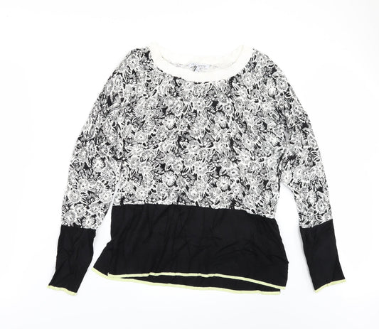 NEXT Womens Black Floral  Pullover Jumper Size 6