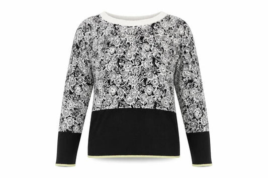 Front view of Next women’s black floral jumper, size UK 6