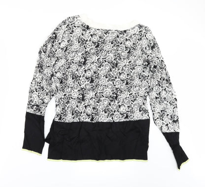 Back view of Next women’s black floral jumper, size UK 6