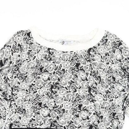 Close-up detail of Next women’s black floral jumper, size UK 6