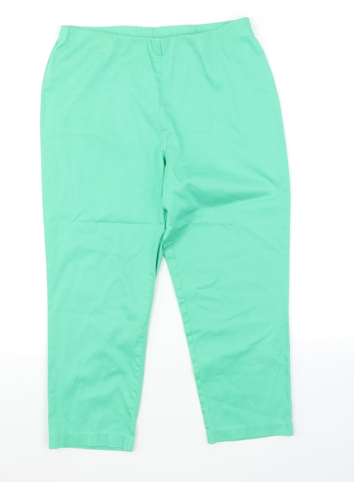 Additional front view of Simply Stockshop women’s green capri trousers, size UK 10, 20-inch leg