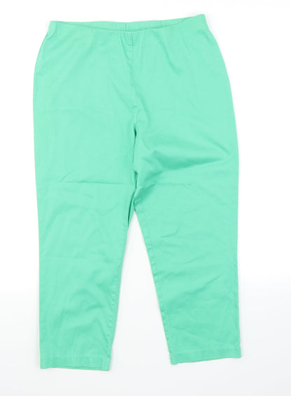 Additional front view of Simply Stockshop women’s green capri trousers, size UK 10, 20-inch leg