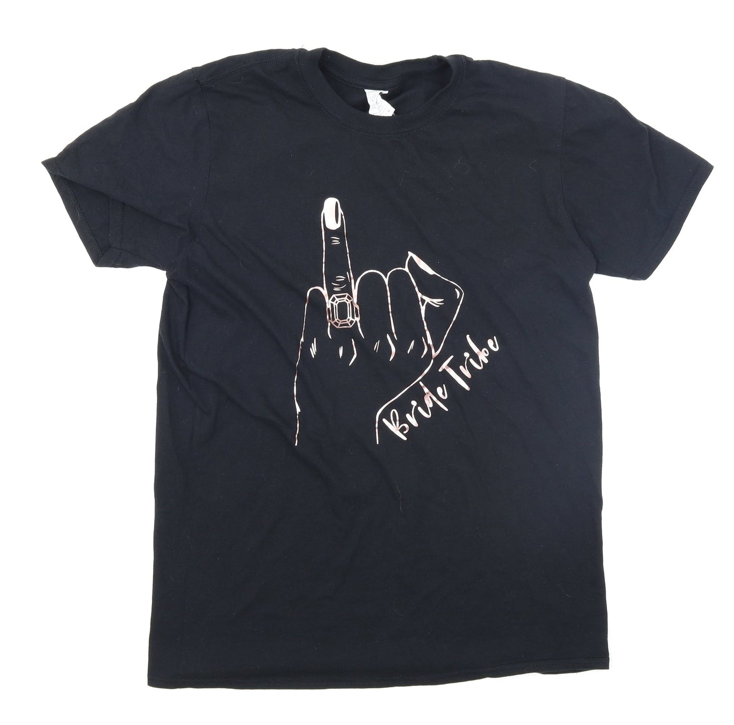 Gildan Womens Black   Basic T-Shirt Size M  - Bride Tribe
