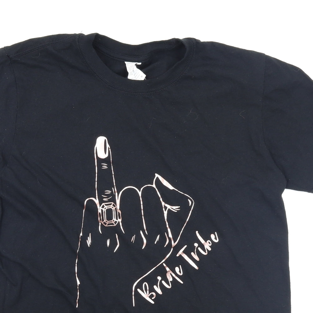 Gildan Womens Black   Basic T-Shirt Size M  - Bride Tribe