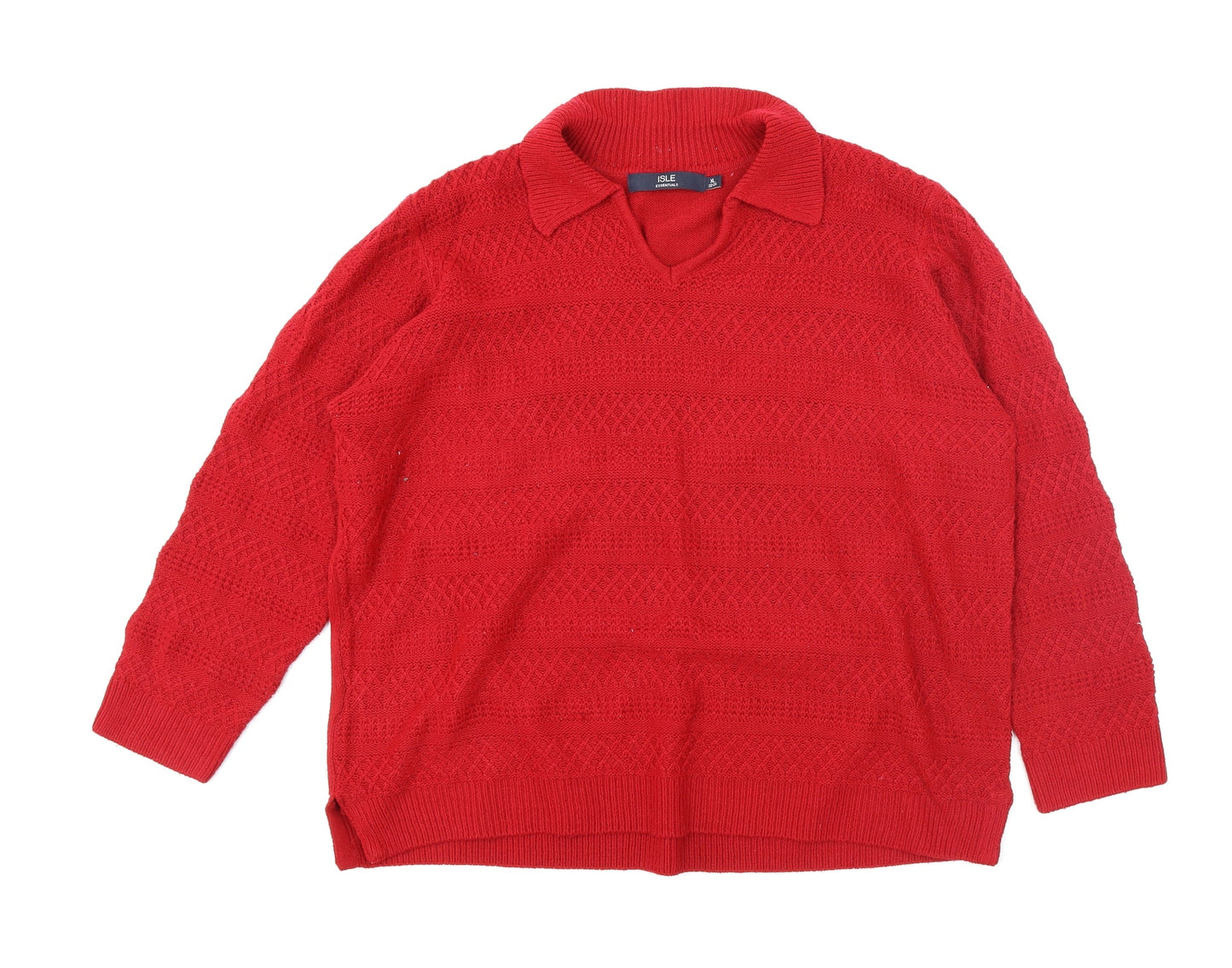 ISLE  Womens Red  Knit Pullover Jumper Size XL