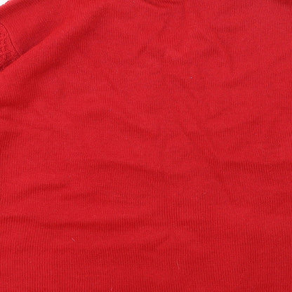 Brand and care label for ISLE women’s red knit jumper, size XL
