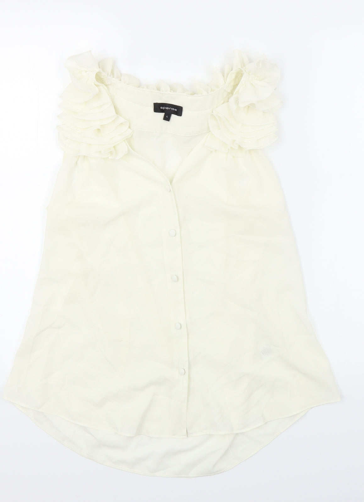 Spense Womens White   Basic Blouse Size L