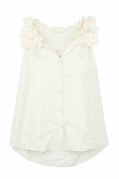 Front view of Spense women’s white basic blouse, size L
