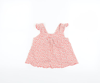 Additional front view of Nexed girls’ pink solid cami pyjama top, size 2-3, years - cherry pattern