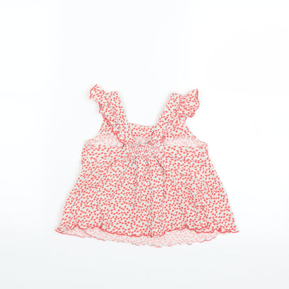 Back view of Nexed girls’ pink solid cami pyjama top, size 2-3, years - cherry pattern