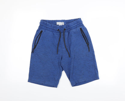 Front view of F&F boys’ blue sweat shorts, size S