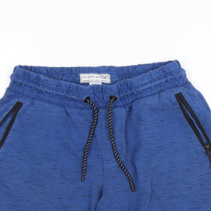 Close-up detail of F&F boys’ blue sweat shorts, size S