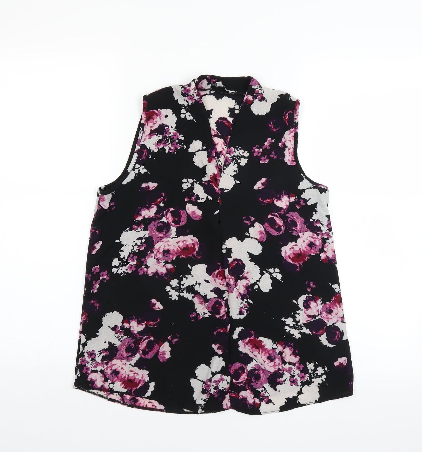 Peacocks Womens Black Floral  Basic Blouse Size 8