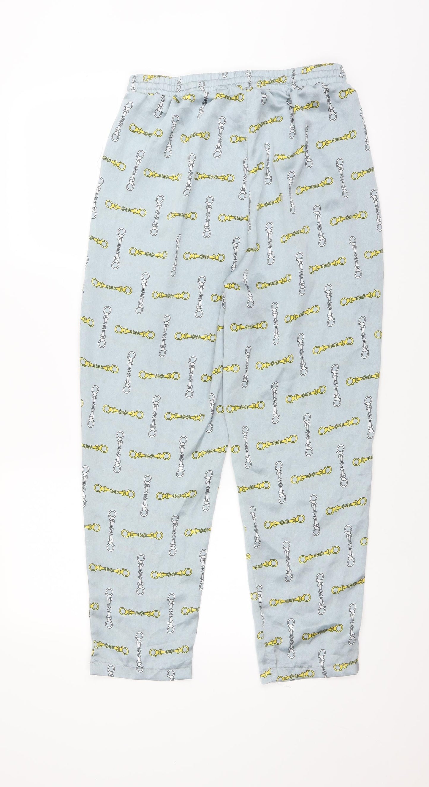 PRETTYLITTLETHING Womens Blue   Trousers  Size 10 L26 in - chain pattern