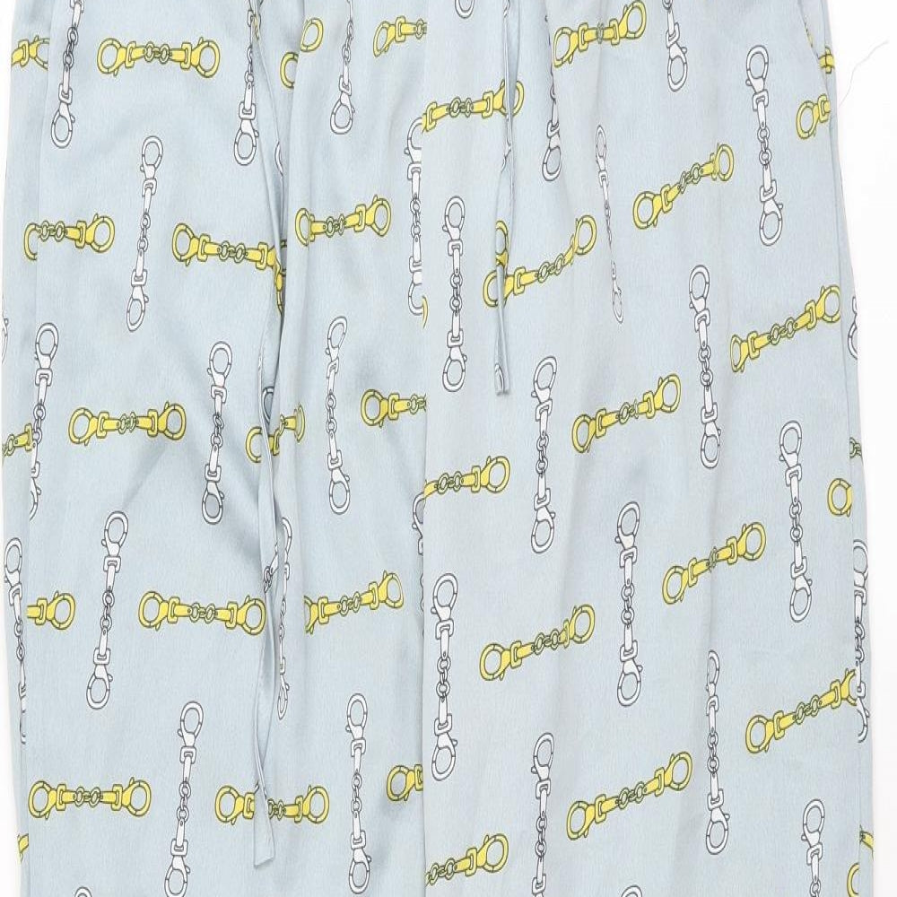 PRETTYLITTLETHING Womens Blue   Trousers  Size 10 L26 in - chain pattern
