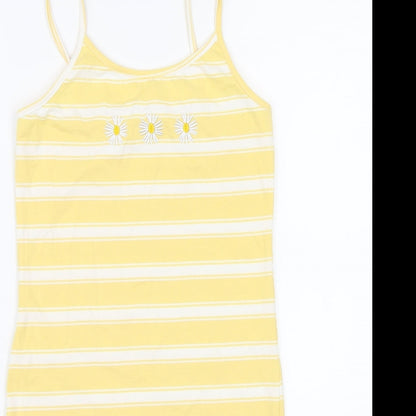 Close-up detail of SHEIN girls’ multicoloured striped basic tank, size 8-9, years