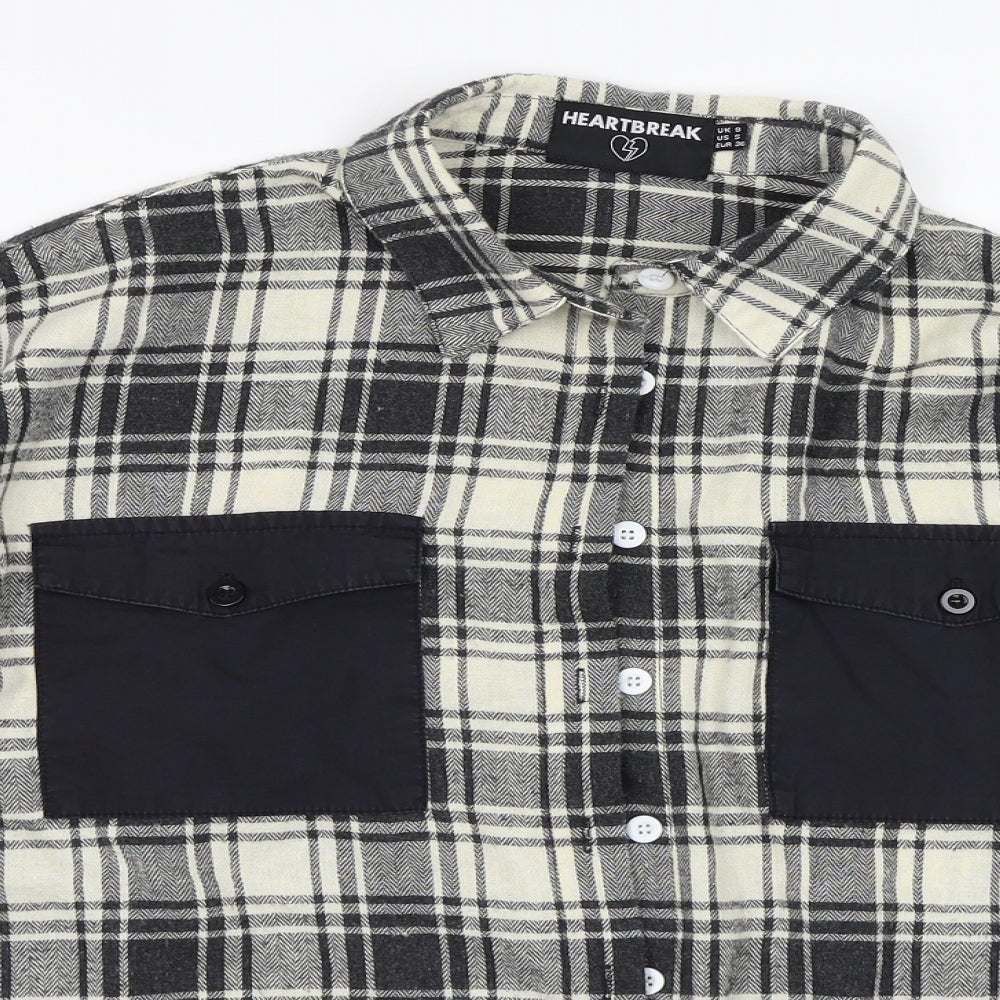 HEARTBREAK Womens Multicoloured Check  Basic Button-Up Size 8