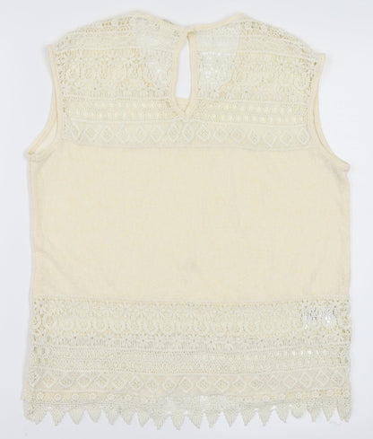 Back view of H&M women’s ivory basic t-shirt, size XS