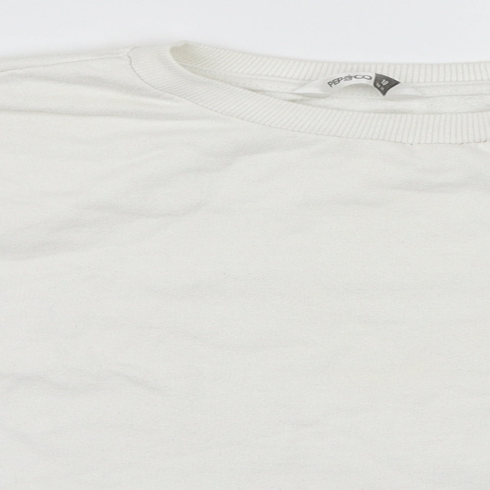 Pep & Co Womens White   Pullover Sweatshirt Size 10