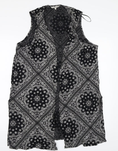 Additional front view of Peacocks women’s black floral basic blouse, size M