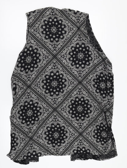 Back view of Peacocks women’s black floral basic blouse, size M
