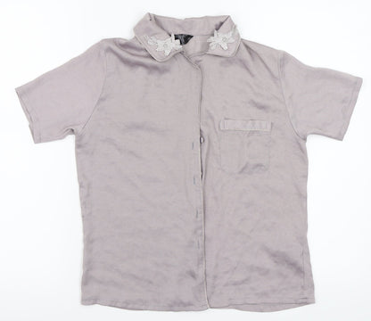 Additional front view of Secret Possessions women’s grey basic button-up, size UK 4