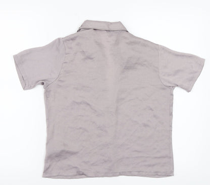 Back view of Secret Possessions women’s grey basic button-up, size UK 4