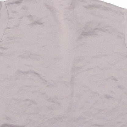 Brand and care label for Secret Possessions women’s grey basic button-up, size UK 4