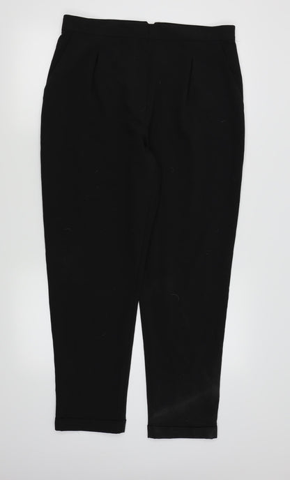 Additional front view of Preworn women’s black trousers, size UK 16, 26-inch leg