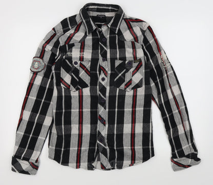 Additional front view of UrbanSpirit men’s grey check button-up, size S