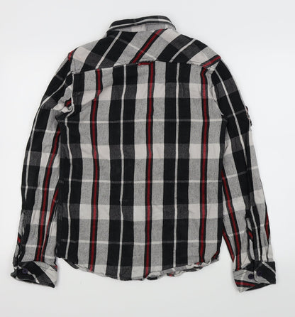 Back view of UrbanSpirit men’s grey check button-up, size S