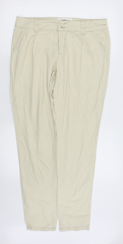 Additional front view of Veromoda women’s beige chino trousers, size UK 12, 29-inch leg