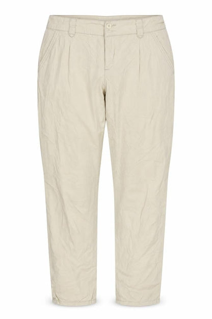 Front view of Veromoda women’s beige chino trousers, size UK 12, 29-inch leg