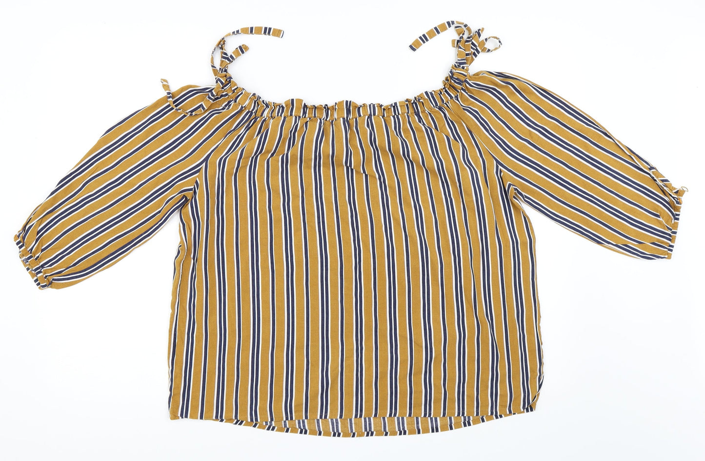 Matalan Womens Yellow Striped  Basic Blouse Size 14