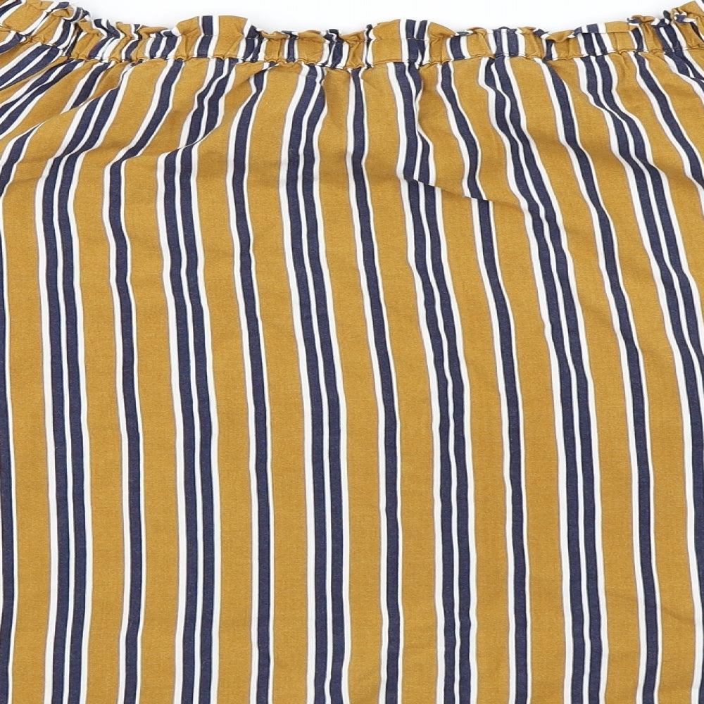 Matalan Womens Yellow Striped  Basic Blouse Size 14