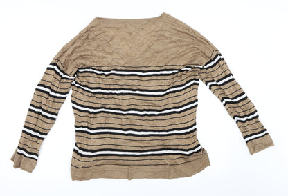 Back view of Next women’s beige striped jumper, size UK 18