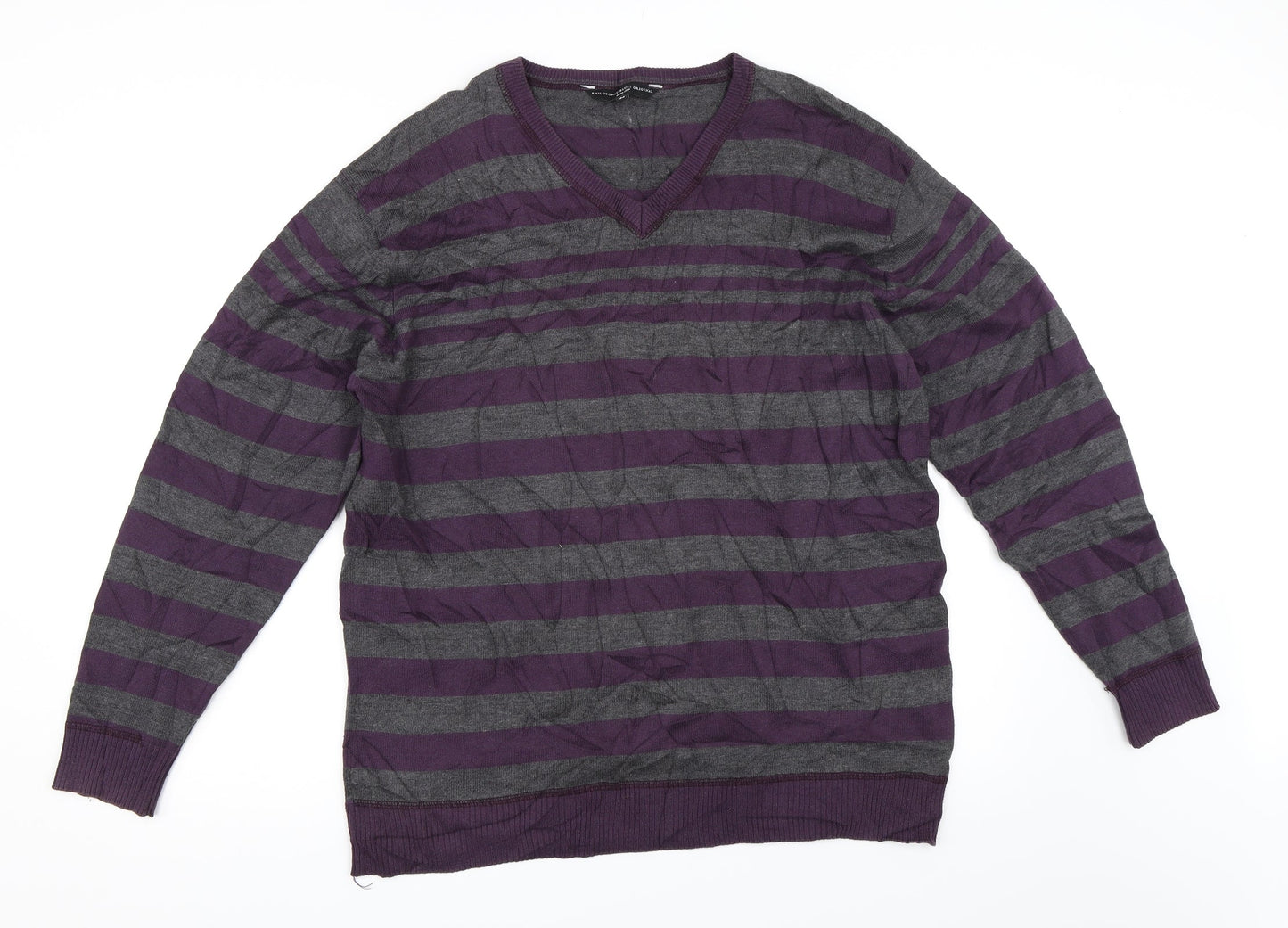Philosophy Blues Original Mens Purple Striped  Pullover Jumper Size M