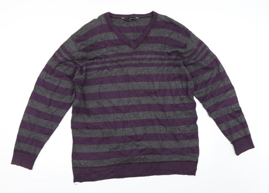 Philosophy Blues Original Mens Purple Striped  Pullover Jumper Size M