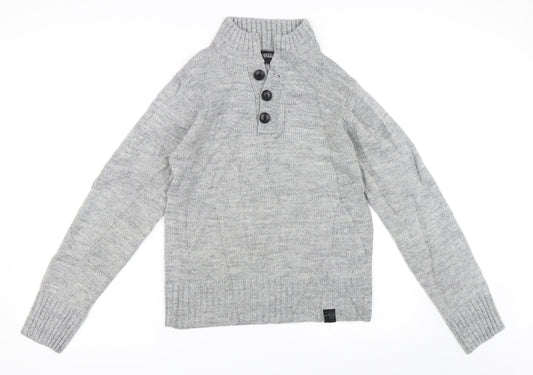Ambrose & Jackson Mens Grey   Henley Jumper Size S