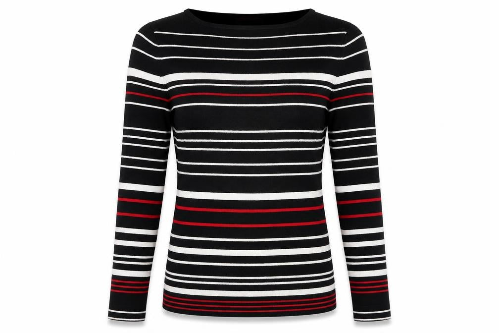 For Women Womens Black Striped  Pullover Jumper Size 12