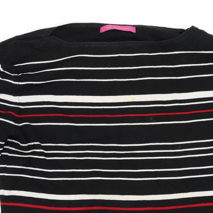 Close-up detail of For Women women’s black striped jumper, size UK 12