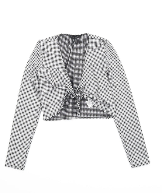 New Look Womens Black Check  Cropped Blouse Size 8