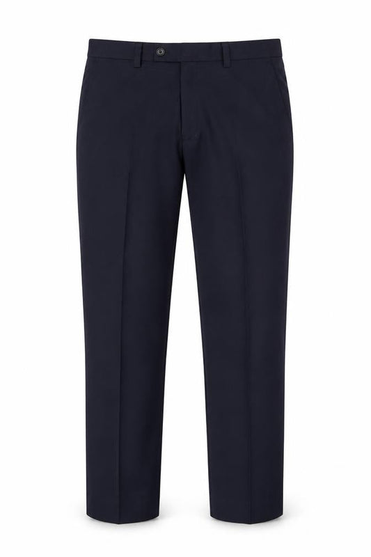 Front view of Next men’s blue carpenter trousers, size 32, in, 26-inch leg