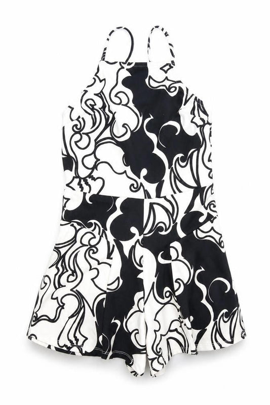 Front view of Topshop women’s white floral romper one-piece, size UK 8