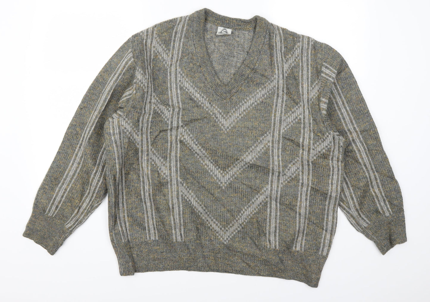 Strichschon Mens Grey Striped  Pullover Jumper Size XL