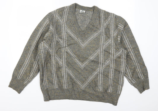 Strichschon Mens Grey Striped  Pullover Jumper Size XL