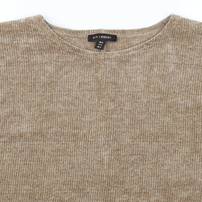 Close-up detail of QED London women’s brown jumper, size M